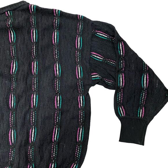 Vintage St. Croix black pullover sweater chunky 80s knit size M 100% cotton - Picture 8 of 8